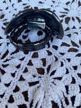 Black Hematite Stretch Ring - Women's Statement Band
